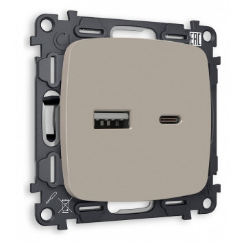 Розетка 2хUSB type A и C без рамки Ambrella Volt Quant MO371010