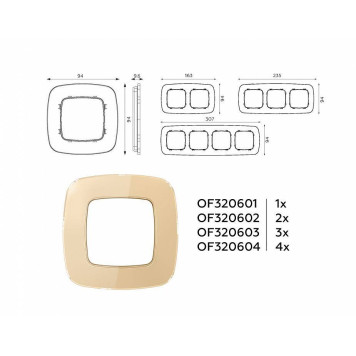 Рамка на 3 поста Ambrella Volt Radian Стекло органическое OF320603-3