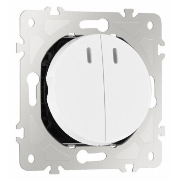 Выключатель двухклавишный с подсветкой без рамки Arte Milano 202 202.31-2.white