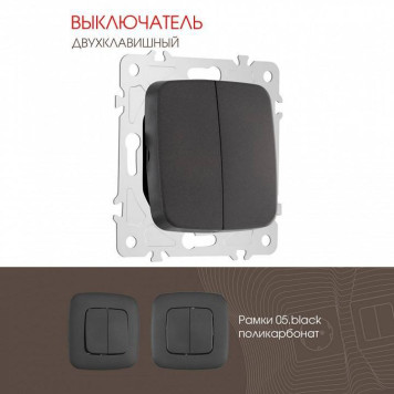 Выключатель двухклавишный без рамки Arte Milano 205 205.30-2.black-1