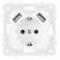 Розетка с заземлением и со шторкой и 2хUSB, без рамки Arte Milano am-205 205.47-1.white