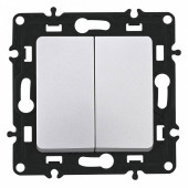 Выключатель проходной двухклавишный без рамки Arte Milano 217 217.32-2.silver