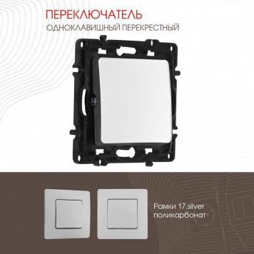 Выключатель перекрестный одноклавишный без рамки Arte Milano 217 217.34-1.silver-1