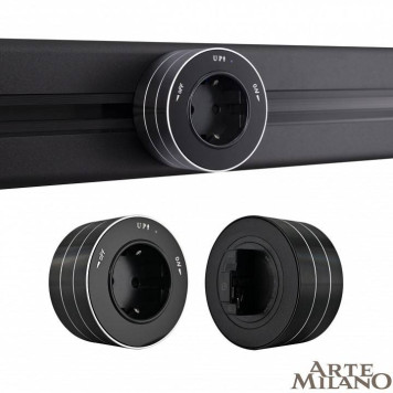 Розетка с заземлением на треке Arte Milano Am-track-sockets 380011TS/ES Black-3