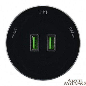 Розетка 2xUSB на треке Arte Milano Am-track-sockets 380011TS/USBx2 Black-2
