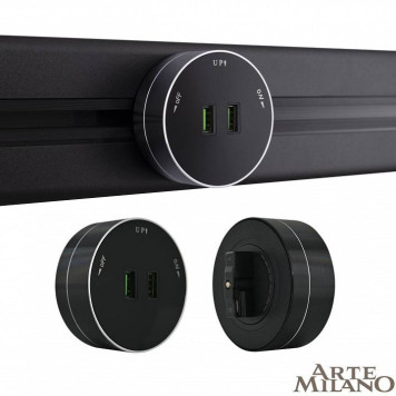 Розетка 2xUSB на треке Arte Milano Am-track-sockets 380011TS/USBx2 Black-3