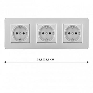 Розетка с заземлением и со шторкой Arte Milano SET16-3 SET16-3-40-1x3 silver-1