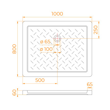 Поддон для душа прямоугольный керамический RGW CR (Глубина 35) 800x1000-6