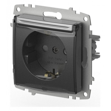 Розетка с заземлением и со шторкой, без рамки с крышкой Elbi Eleсtriс Zena Vega 609-011000-219