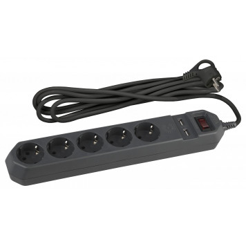 Удлинитель с выключателем Эра USF-5es-1.5m-USB-B