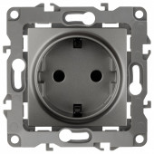 Розетка с заземлением и со шторкой, без рамки Эра Эра 12 12-2102-12