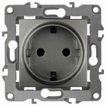 Розетка с заземлением и со шторкой, без рамки Эра Эра 12 12-2102-12