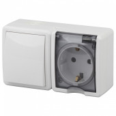 Блок с розеткой и выключателем Эра Эра Эксперт 11-7401-01