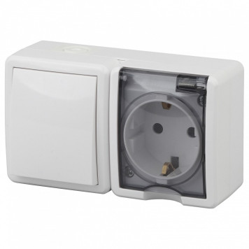 Блок с розеткой и выключателем Эра Эра Эксперт 11-7401-01