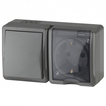 Блок с розеткой и выключателем Эра Эра Эксперт 11-7401-03