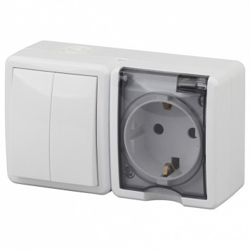 Блок с розеткой и выключателем Эра Эра Эксперт 11-7402-01