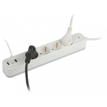 Удлинитель с выключателем Эра USF-4es-1,5m-3xUSBA-W-4