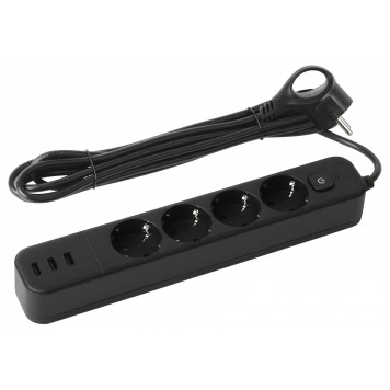 Удлинитель с выключателем Эра USF-4es-1,5m-3xUSBA-B
