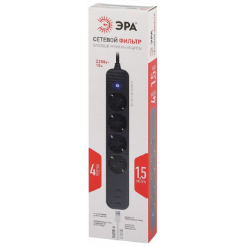 Удлинитель с выключателем Эра USF-4es-1,5m-3xUSBA-B-1