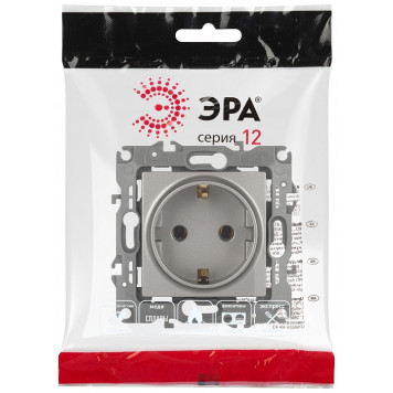 Розетка с заземлением и со шторкой, без рамки Эра Эра 12 12-2101-16-3