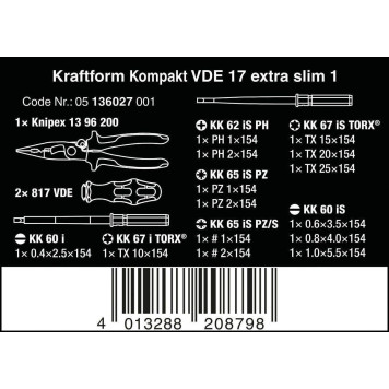 Набор отвёрток Kraftform Kompakt VDE 17 extra slim 1, 16 предметов (05136027001)-6
