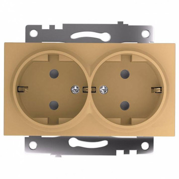 Розетка двойная с заземлением и со шторкой, без рамки Stekker Катрин 49226