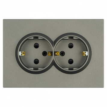 Розетка двойная с заземлением и со шторкой, без рамки Stekker RST16-5114-09 49934