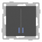 Выключатель двухклавишный с подсветкой без рамки Gusi Electric UGRA С11В28-010