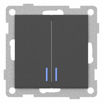 Выключатель двухклавишный с подсветкой без рамки Gusi Electric UGRA С11В28-010