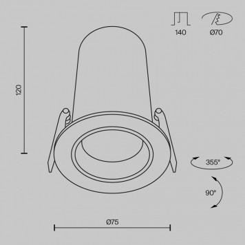 Встраиваемый светильник FOCUS LED DL125-L12-3K-W-5