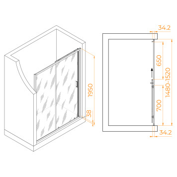 Душевая дверь RGW PA-14B 1500-1