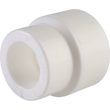 Переходная муфта Политэк 25х20 для сварки полипропиленовых труб, внутренняя/внутренняя (белая)