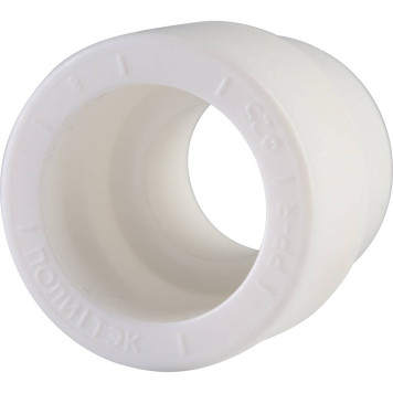 Переходная муфта Политэк 25х20 для сварки полипропиленовых труб, внутренняя/внутренняя (белая)-5