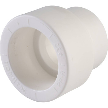 Переходная муфта Политэк 32х25 для сварки полипропиленовых труб (белый)-1