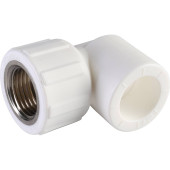 Угольник Политэк 20x1/2 с внутренней резьбой для полипропиленовых труб под сварку (цвет белый) (9400002012)