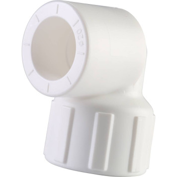 Угольник Политэк 20x1/2 с внутренней резьбой для полипропиленовых труб (белый)-5