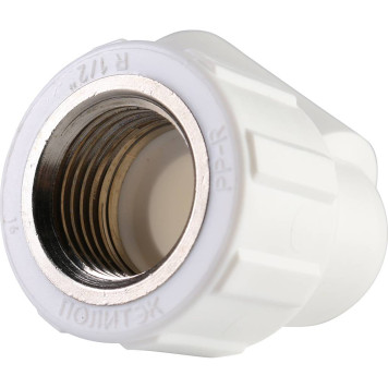 Угольник Политэк 20x1/2 с внутренней резьбой для полипропиленовых труб (белый)-6
