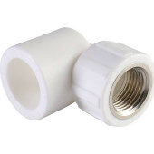 Угольник Политэк 25x1/2 с внутренней резьбой для полипропиленовых труб под сварку (цвет белый) (9400002512)