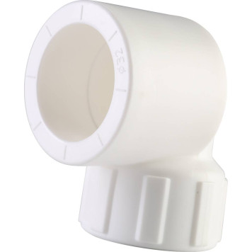 Угольник Политэк 32x3/4 с внутренней резьбой для сварки полипропиленовых труб (белый)-4