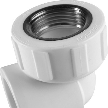 Угольник Политэк 32x1& с внутренней резьбой для сварки полипропиленовых труб (белый)-6