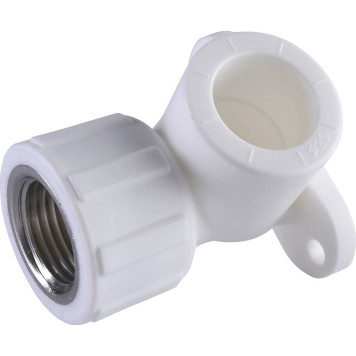 Угольник Политэк 20х1/2 с внутренней резьбой и креплением для сварки полипропиленовых труб (белый)-2
