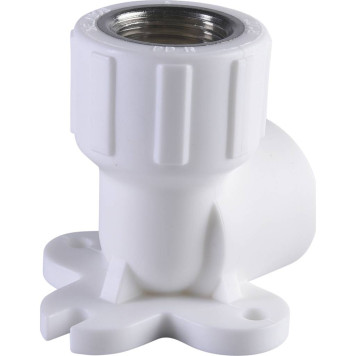 Угольник Политэк 20х1/2 с внутренней резьбой и креплением для сварки полипропиленовых труб (белый)-3