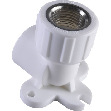 Угольник Политэк 20х1/2 с внутренней резьбой и креплением для сварки полипропиленовых труб (белый)-4