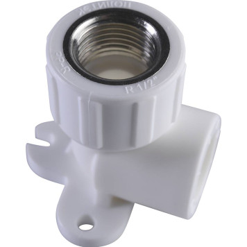 Угольник Политэк 20х1/2 с внутренней резьбой и креплением для сварки полипропиленовых труб (белый)-5