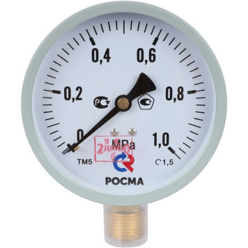 Манометр Росма ТМ-510P.00 0-1,0МРа G1/2 1,5 IP40 диам. 100 мм