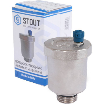 STOUT Воздухоотводчик автоматический вертикальный 1/2 Никель NBR-4