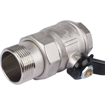 Шаровой кран BUGATTI New Jersey с полусгоном и ручкой-рычагом из алюминия, внутренняя и наружная резьба 1 1/4.-6