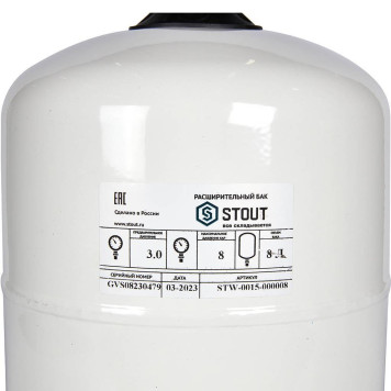 Расширительный бак STOUT STW-0015-000008 для ГВС 8 л. вертикальный (цвет белый) (STW-0015-000008)-4