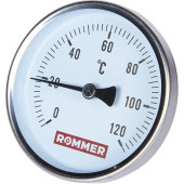 Термометр биметаллический ROMMER 80 мм 120 градусов с погружной гильзой 50 мм 1/2 (RIM-0001-805015)