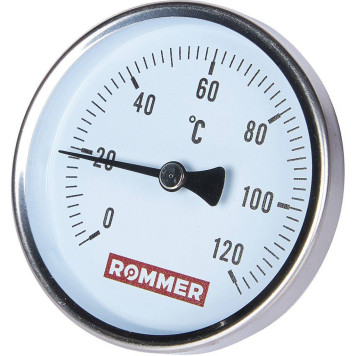 Термометр биметаллический ROMMER 80 мм 120 градусов с погружной гильзой 50 мм 1/2 (RIM-0001-805015)